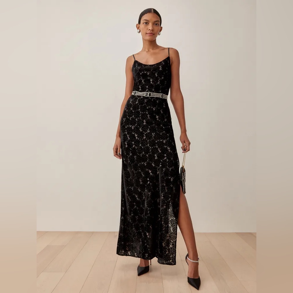 Reformation Symphony Velvet Dress Black Size M